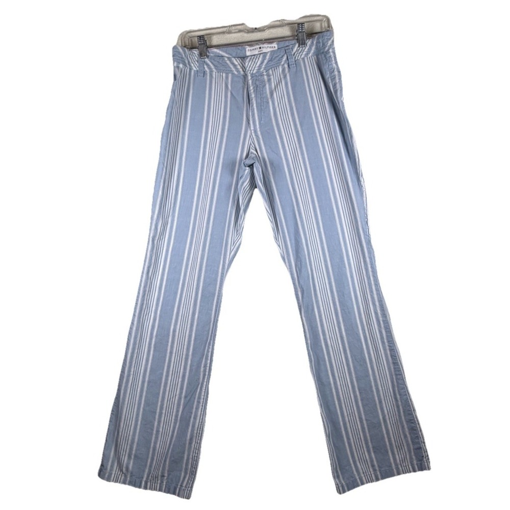 Tommy Hilfiger Jeans Womens 8 Striped Blue White Cotton Straight Leg Pants 2003
